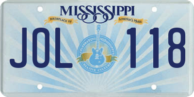 MS license plate JOL118