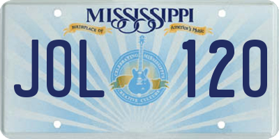 MS license plate JOL120