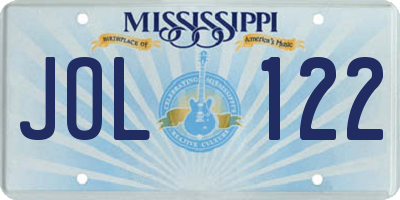 MS license plate JOL122
