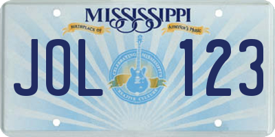 MS license plate JOL123