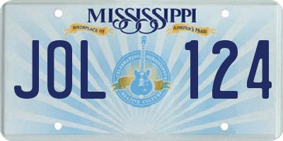 MS license plate JOL124
