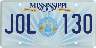 MS license plate JOL130