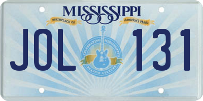 MS license plate JOL131