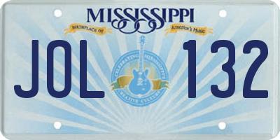 MS license plate JOL132