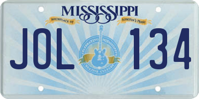 MS license plate JOL134