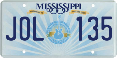 MS license plate JOL135