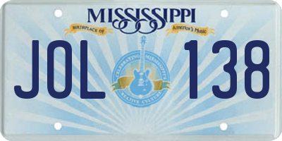 MS license plate JOL138