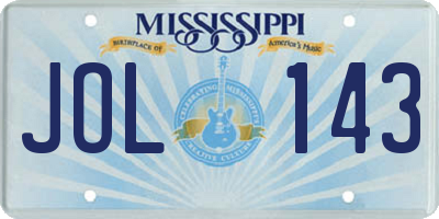 MS license plate JOL143