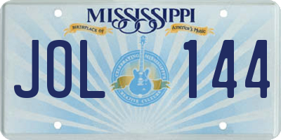 MS license plate JOL144