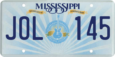 MS license plate JOL145