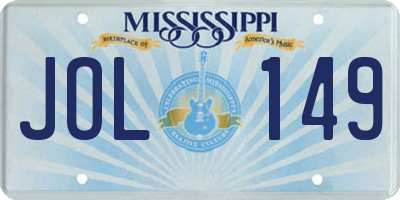 MS license plate JOL149