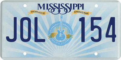 MS license plate JOL154