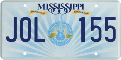 MS license plate JOL155
