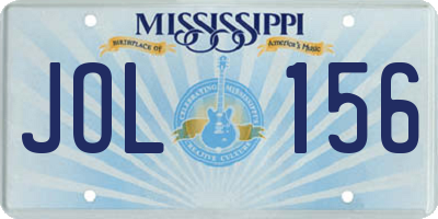 MS license plate JOL156