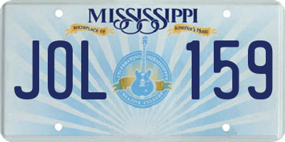 MS license plate JOL159
