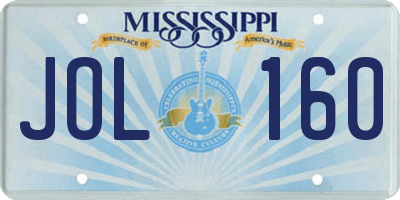 MS license plate JOL160