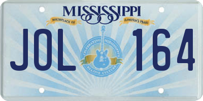 MS license plate JOL164