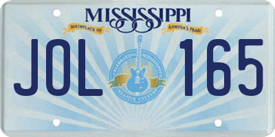 MS license plate JOL165