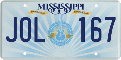 MS license plate JOL167