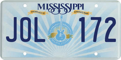 MS license plate JOL172