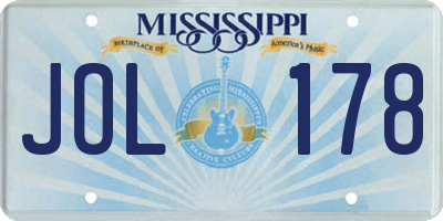 MS license plate JOL178