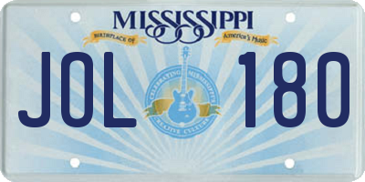 MS license plate JOL180