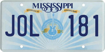 MS license plate JOL181