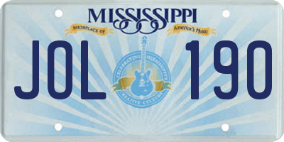 MS license plate JOL190