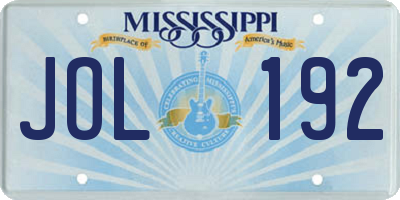 MS license plate JOL192
