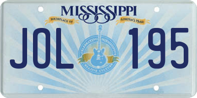 MS license plate JOL195