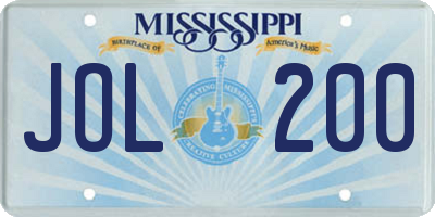MS license plate JOL200