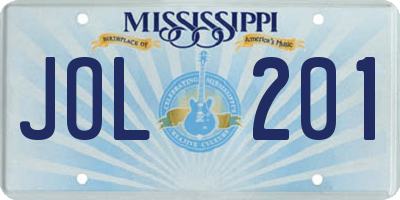 MS license plate JOL201