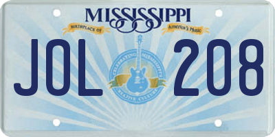 MS license plate JOL208