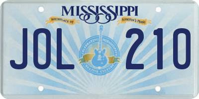 MS license plate JOL210
