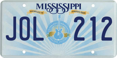 MS license plate JOL212