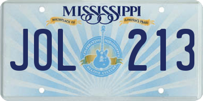 MS license plate JOL213