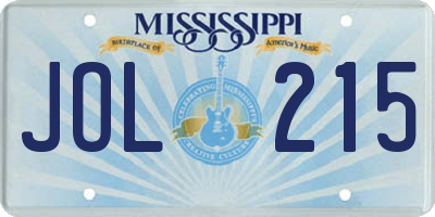 MS license plate JOL215