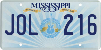 MS license plate JOL216