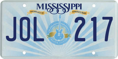 MS license plate JOL217