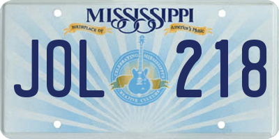 MS license plate JOL218