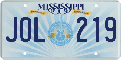 MS license plate JOL219
