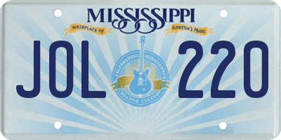 MS license plate JOL220