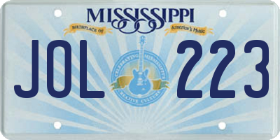 MS license plate JOL223