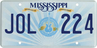 MS license plate JOL224