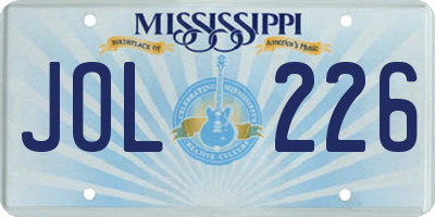 MS license plate JOL226