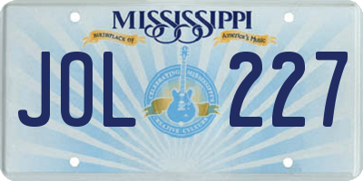 MS license plate JOL227