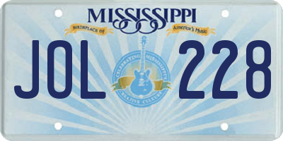MS license plate JOL228