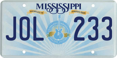 MS license plate JOL233