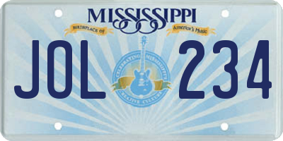MS license plate JOL234
