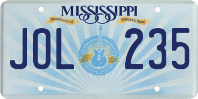 MS license plate JOL235